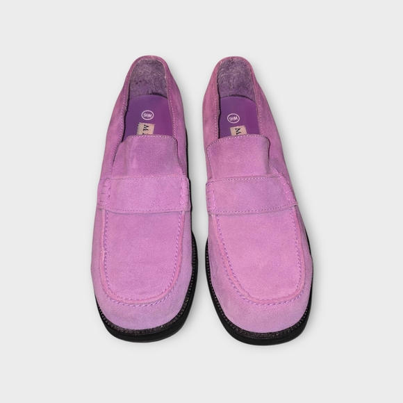 Merona Womens Vibrant Purple Suede Loafers Size 9.5 Colorblock Sleek Retro Style - Picture 1 of 5